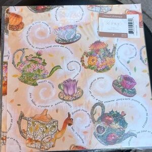 NEW Marcel Schurman Gift Wrap with Floral Teapot Design unopened 20x30” 2 Sheets
